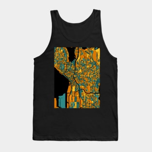 Seattle Map Pattern in Orange & Teal Tank Top